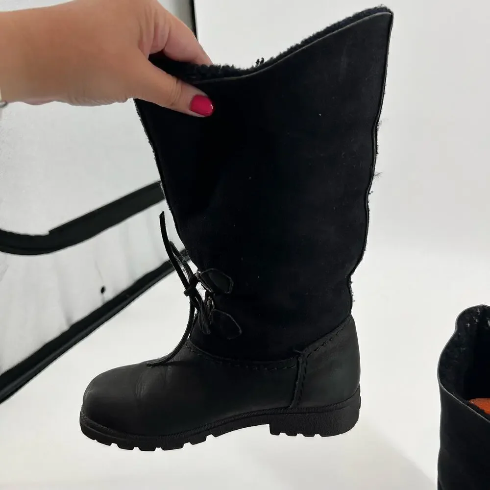 Sorel black winter boots front tie waterproof fleece interior women size 7.5